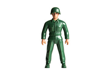 Green toy soldier on clear background
