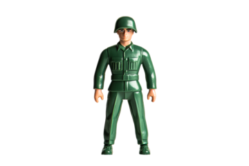 Green toy soldier on clear background