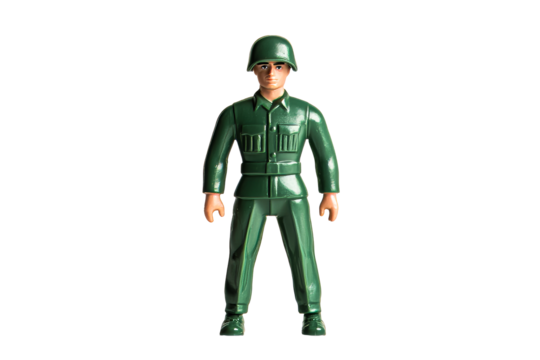 Green toy soldier on clear background