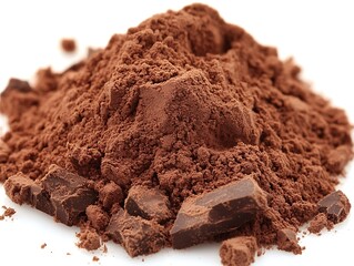 Cocoa Powder Pile with Chocolate Pieces.