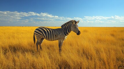 Naklejka premium Zebra in Golden Savanna