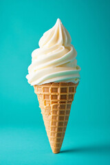 Ice cream cone isolated on a solid color background