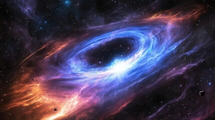 Fototapeta premium Cosmic vortex in deep space. Vibrant nebulae swirling around a central void