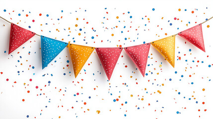 Obraz premium Colorful bunting garland celebrating joy and happiness at a vibrant party, adorned with confetti