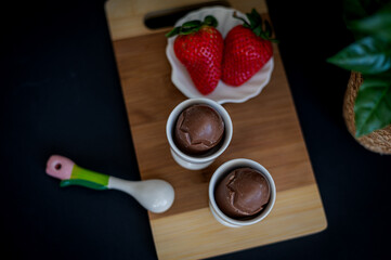 Easter Still Life with Chocolate Eggs and Strawberries