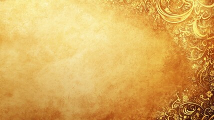 Golden Floral Parchment Background.