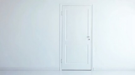 Fototapeta premium White door on white wall, simple background