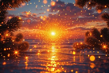Vibrant Orange Sunset Panorama Sparkling with Cheerful Excitement and Festive Joy