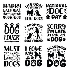 Gog t-shirt design set bundle. Gog lover t-shirt design svg. Dog t shirt design for dog lover. National Dog Day t-shirt design. National puppy day t-shirt design