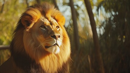 Fototapeta premium Majestic Lion for Golden Hour, Jungle Habitat.