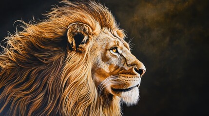 Obraz premium Majestic Lion Profile for African Savanna Painting.