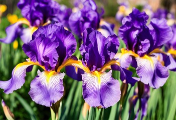 Iris versicolor features vibrant blue and white petals, creating a stunning contrast in a graceful bloom.
