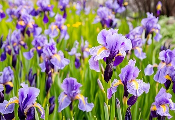 Iris versicolor features vibrant blue and white petals, creating a stunning contrast in a graceful bloom.
