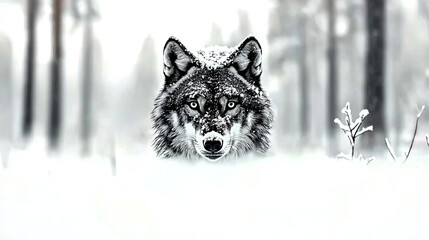 Obraz premium Gray wolf in snowy forest