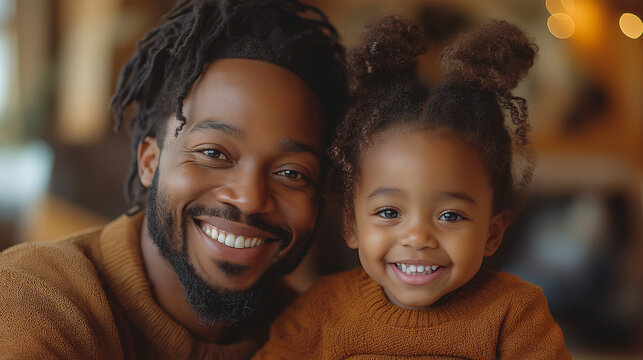 Joyful moments of unpacking shared between a smiling man and his child in a cozy and inviting indoor space