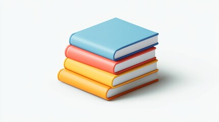Fototapeta premium Stack of colorful books, isometric view, white background, education concept