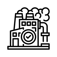 Factory Quality Check Line Icon, Outline Symbol for Manufacturing Standards, Industrial Inspection, Production Safety, Compliance Control, and Product Testing. Vector Sign Icon.