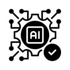 AI Quality Check Line Icon, Outline Symbol for Artificial Intelligence, Machine Learning, Automated Testing, Smart Technology, and Digital Inspection. Vector Sign Icon.