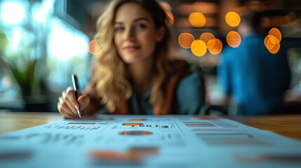 Fototapeta premium Marketer Analyzing Graph for Digital Marketing Project