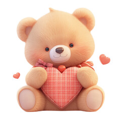 Cute bear holding heart toy store digital art playful setting close-up