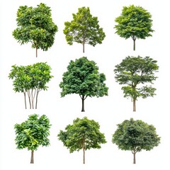 Fototapeta premium Diverse Collection of Green Trees Showcasing Nature's Beauty and Varied Foliage