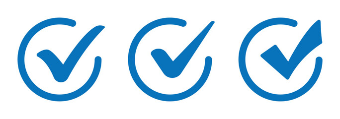 check box icon with correct, accept checkmark icons blue tick box, check list circle frame . checkbox symbol sign. check mark box square frame. Blue tick mark icon vector set. blue checkmark icon set. © Gemivector5