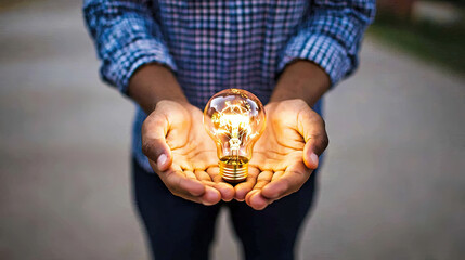 Hands holding lightbulb