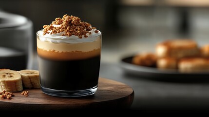 banana milkshake photographed with soft shadows