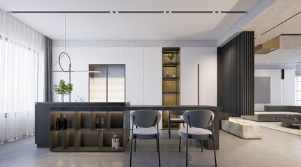 3d render of modern living room