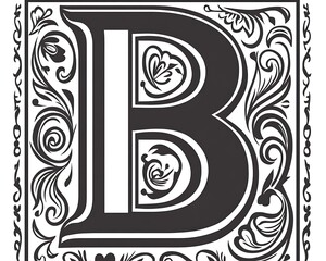 Ornate Letter B Floral Design for Vintage Style.