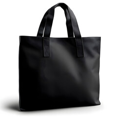 Black shopping bag standing on white background