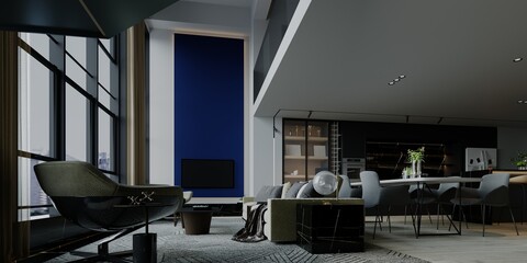 3d render of modern living room