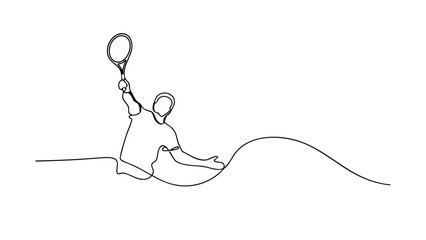 Tennis Player Dynamic Line Art Sketch Minimalist Design Sport