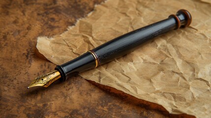 Elegant calligraphy pen a blank parchment paper luxurious and spacious branding area