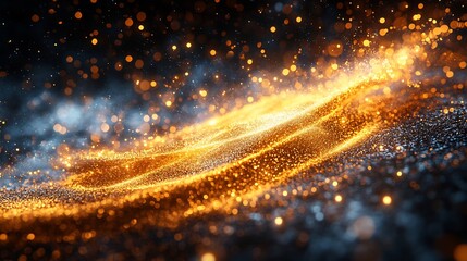Fototapeta premium Conceptual abstract representation of time featuring cascading golden sand transforming into shimmering light trails symbolizing fleeting nature of time isolated on white