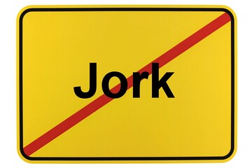 Illustration eines Ortsschildes der Gemeinde Jork in Niedersachsen