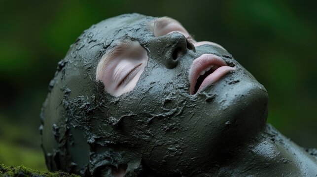 Person resting with mud mask