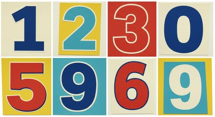Bold and Colorful Numbers on Vibrant Contrasting Backgrounds: Striking Typography Design.