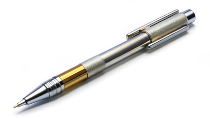 Fototapeta premium Silver-Gold Pen on White Background