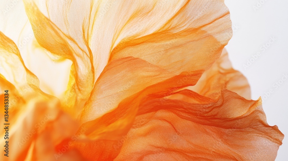 Poster Delicate orange petals unfurl with vibrant hues, showcasing their intricate textures and patterns. The interplay of light highlights their graceful forms, celebrating nature's artistry