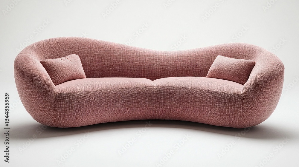 Aufkleber a luxurious curvy pink sofa commands attention in a bright, airy room, showcasing its unique shape a
