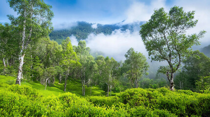 Lush mountain valley scene