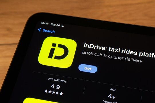 Apple app store of inDrive mobile application for taxi rides