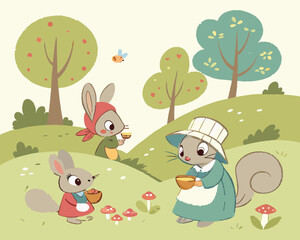 rabbits in the forest