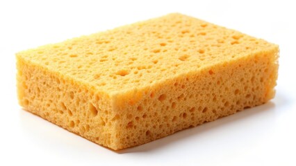 Yellow Cellulose Sponge on White Background