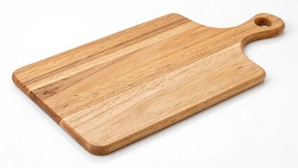 Fototapeta premium Wooden Cutting Board with Handle on White Background