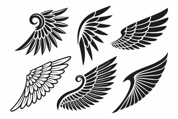 Fototapeta premium Collection of Wing Designs Vector Illustrations for Tattoo, Art, and Design Projects