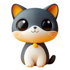 Obraz premium A Cute Cartoon Cat A Close Up of a Gray and White Cat with Big Eyes and Whiskers