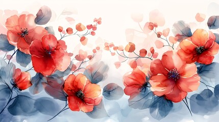 Elegant watercolor floral pattern gentle pastel hues soft focus negative space for text overlays