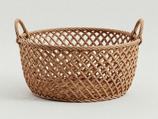 wicker basket on white background